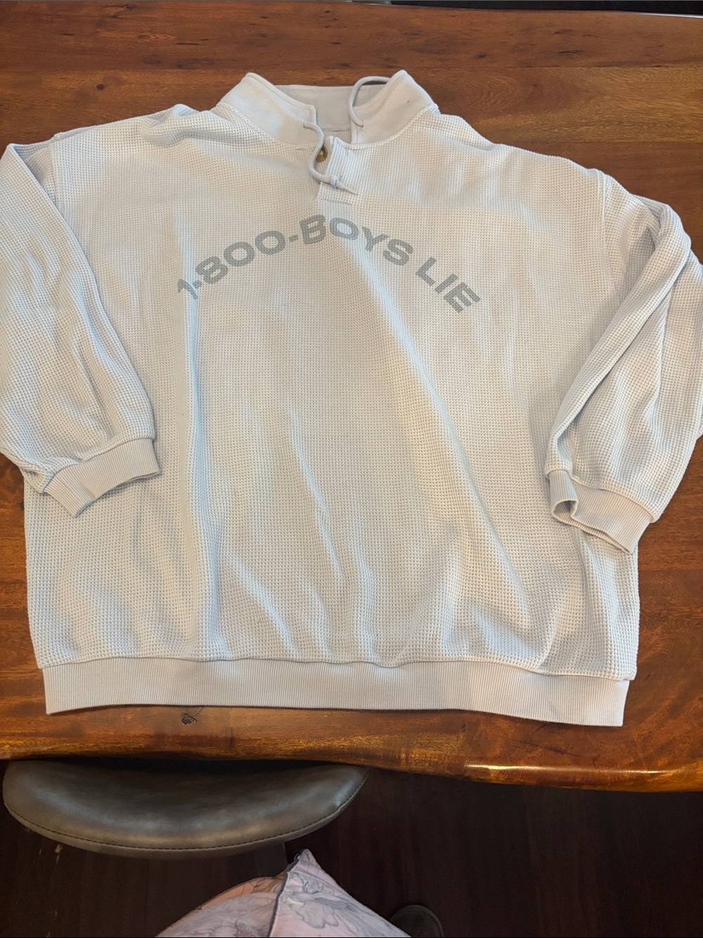 Boys Lie Gray Thermal Pullover Sweater - 1-800-BOYS LIE size L/XL